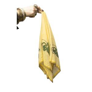 Vintage Super Hand-Painted Floral Beaded Scarf Accessory